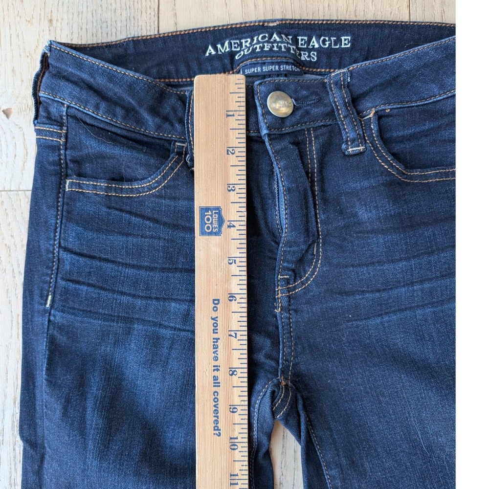 American Eagle‎ Super Super Stretch Skinny Jeans Dark Wash Indigo Women 4 Reg - Picture 4 of 6